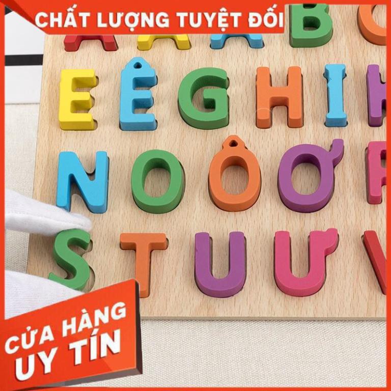 [MẸ & BÉ] Bảng chữ cái NỔI Tiếng Việt 3D bằng gỗ giúp bé nhận biết màu sắc - Đồ chơi gỗ an toàn cho bé