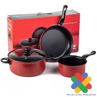 Bộ 1 nồi 2 chảo chống dính cao cấp – bộ 3 nồi chảo phù hợp mọi loại bếp từ bếp gas bếp cồn