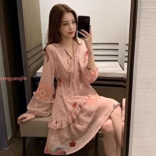 Đầm Voan Cổ Chữ V Xinh Xắn Cổ Điển Dành Cho Nữ