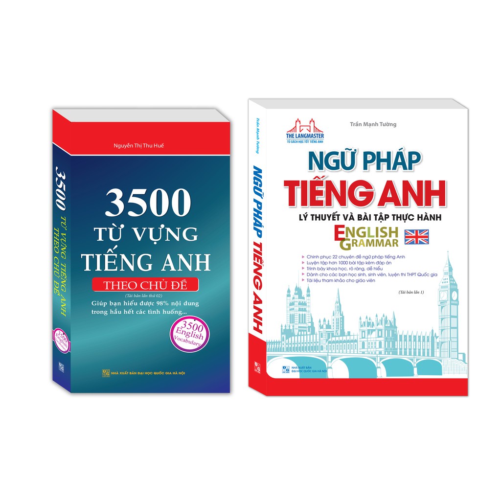 Sách - Combo Ngữ pháp tiếng Anh lý thuyết và bài tập thực hành + 3500 từ vựng tiếng Anh theo chủ đề Kèm Quà tặng