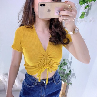 Áo thun croptop dây rút
