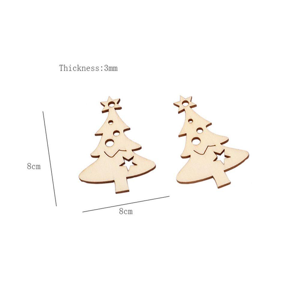 Set 10 Miếng Gỗ Hình Lát Màu Sắc Tự Nhiên Treo Trang Trí Cây Thông Noel DIY