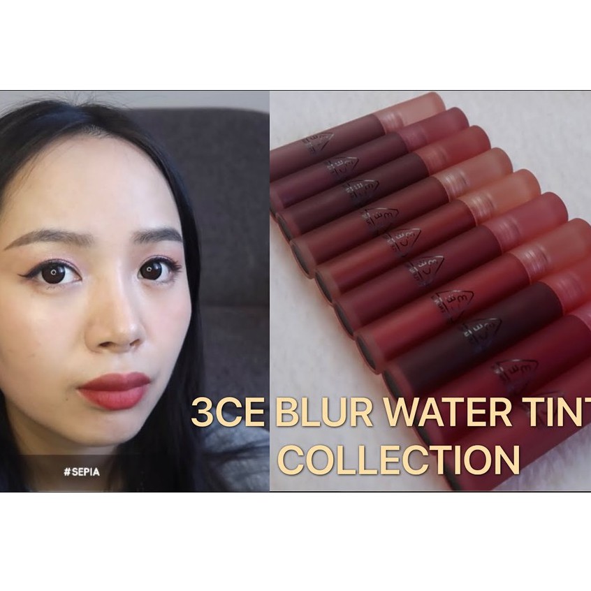 (CAM KẾT AUTH, TEM HIDDEN TAG) Son 3CE Blur Water Tint #Sepia - Màu Đỏ Gạch Đậm