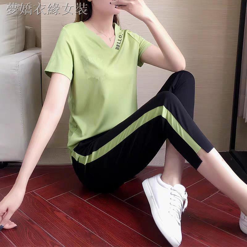 Bộ Đồ Thể Thao Dáng Rộng Chất Liệu Cotton Thời Trang Mùa Hè Dành Cho Nữ 2021