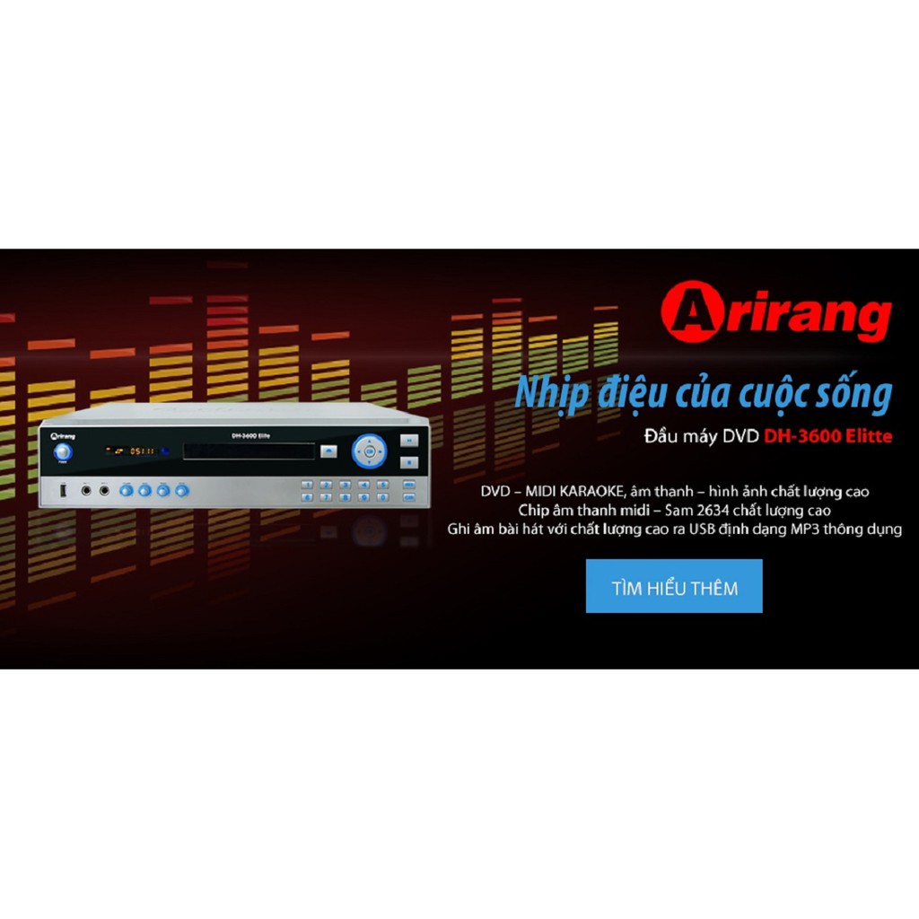 Máy Midi karaoke Arirang DH-3600Elite (tặng kèm 2 micro) - Hàng Chính Hãng