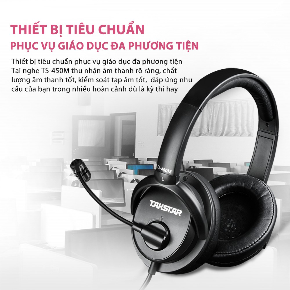 Tai Nghe Chụp Tai Có Mic Takstar TS-450M Chống Ồn, Nghe Nhạc, Chơi Game, Học Online Chính Hãng Cao Cấp Bảo Hành 1 Năm