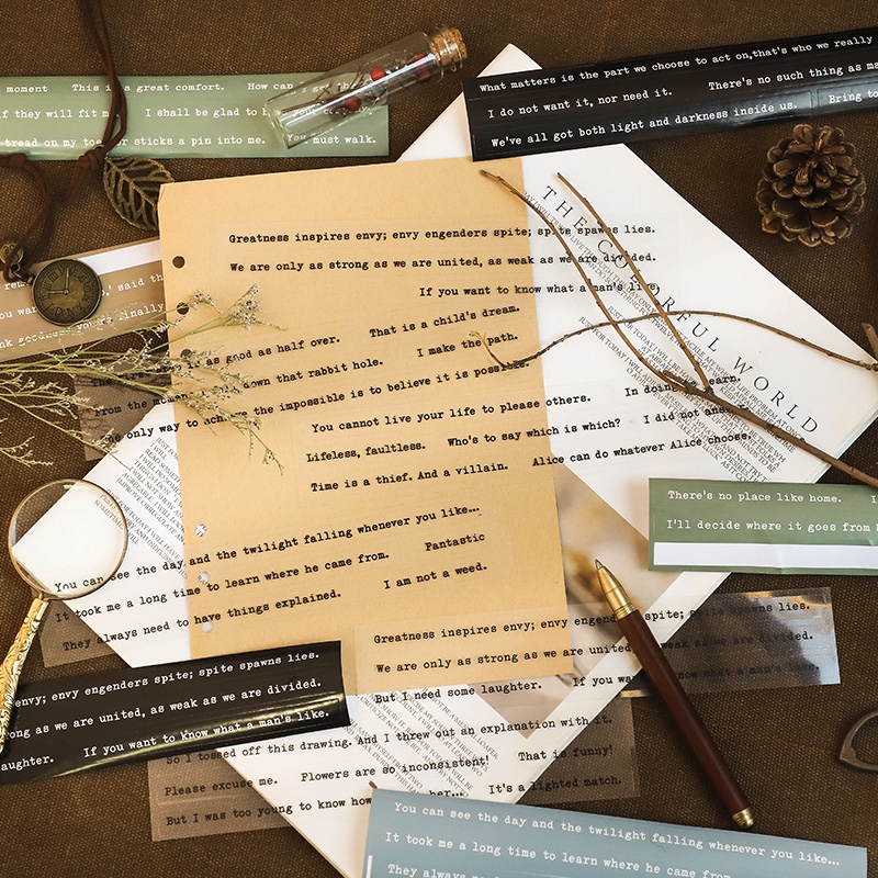 Set 6 tờ nhãn dán trang trí sổ tay kiểu chữ tiếng anh sáng tạo