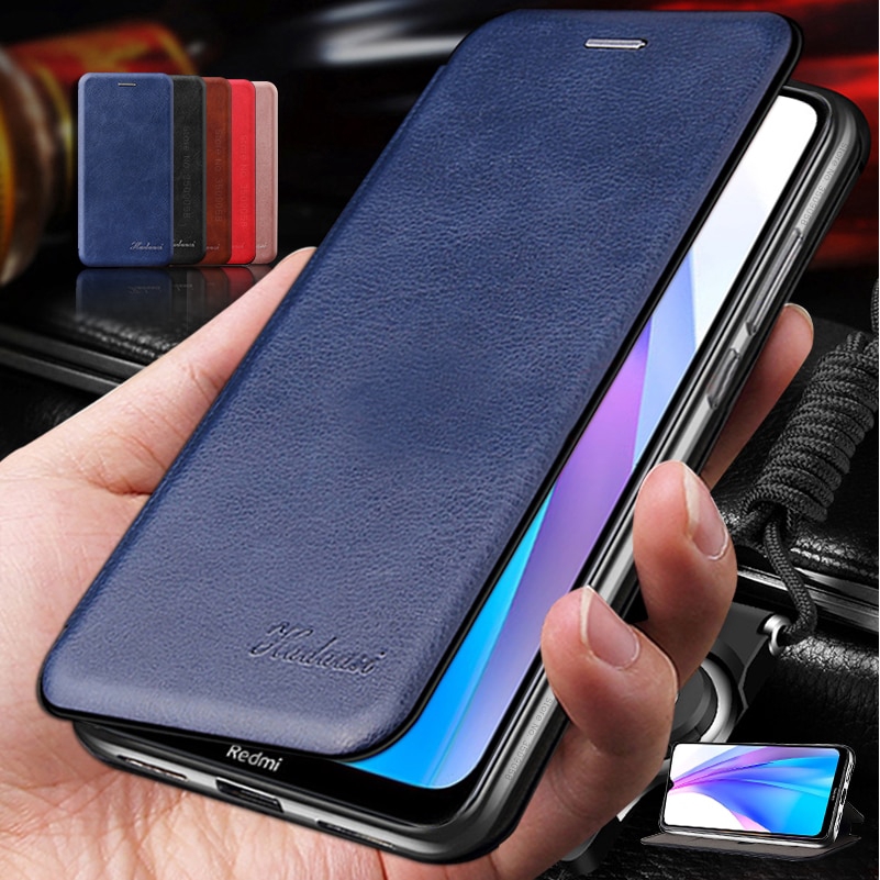 Leather flip cover for xiaomi redmi note 9 8 7 pro max note 9s 8t 8a 7a 9a 9c case magnet stand cover