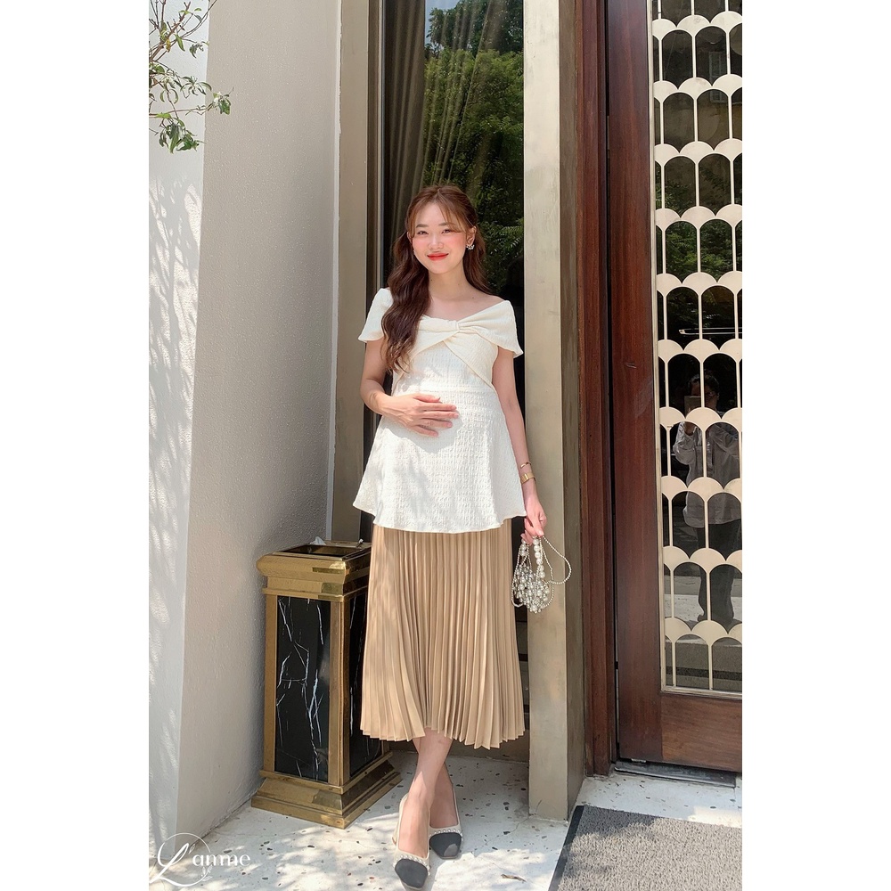 [NEW ARRIVAL] Chân váy bầu công sở dài xếp li quạt có chun rút điều chỉnh vòng bụng thoải mái thiết kế bởi L'amme