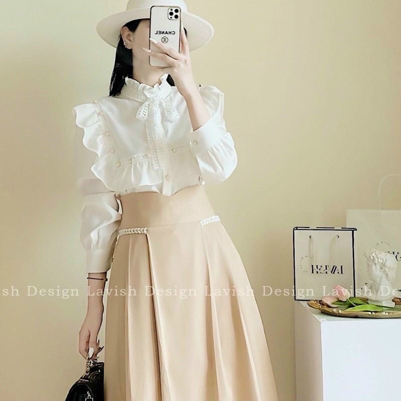 Áo Sơ Mi Lụa Nữa Cổ Nơ Tay Bồng | BigBuy360 - bigbuy360.vn