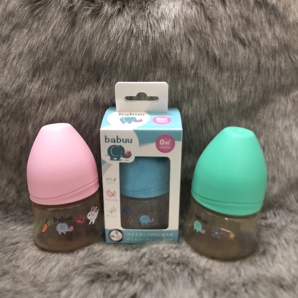 Bình sữa nắp sóng Babu Baby nhựa PPSU không chứa BPA  90ml,150ml,240ml Nhật Bản BB17930