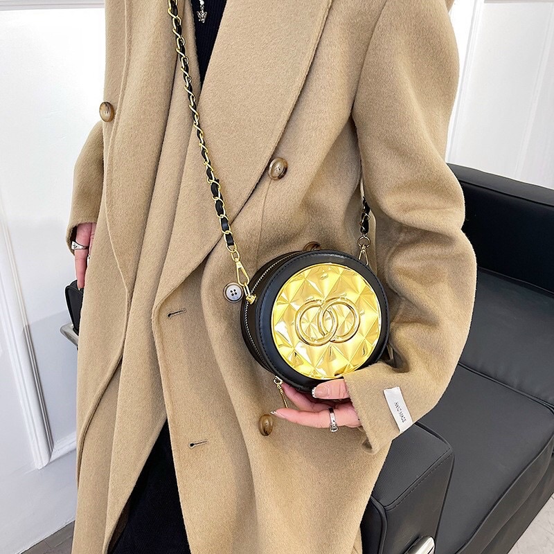 Túi tròn ánh vàng in chữ siêu chất Mã N0422