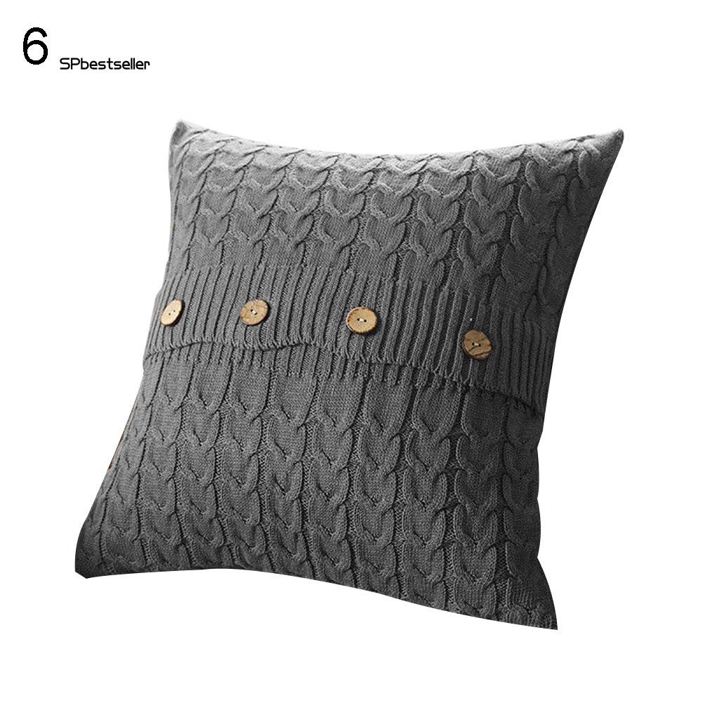 Vỏ gối vuông đan len liền mạch phong cách độc đáo