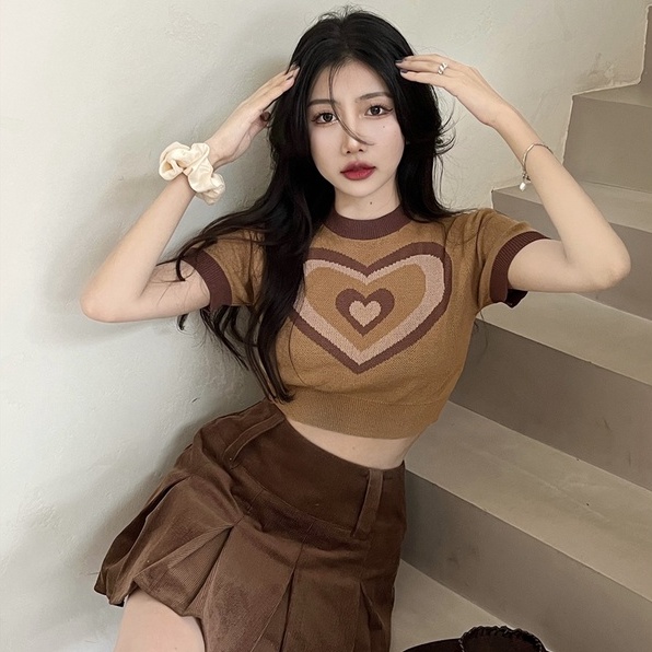 Áo thun dệt kim ZHELIHANGFEI tay ngắn hở rốn quyến rũ