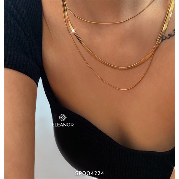Dây chuyền layer nữ titan Eleanor Accessories thiết ba sợi mảnh basic phụ kiện trang sức 4224