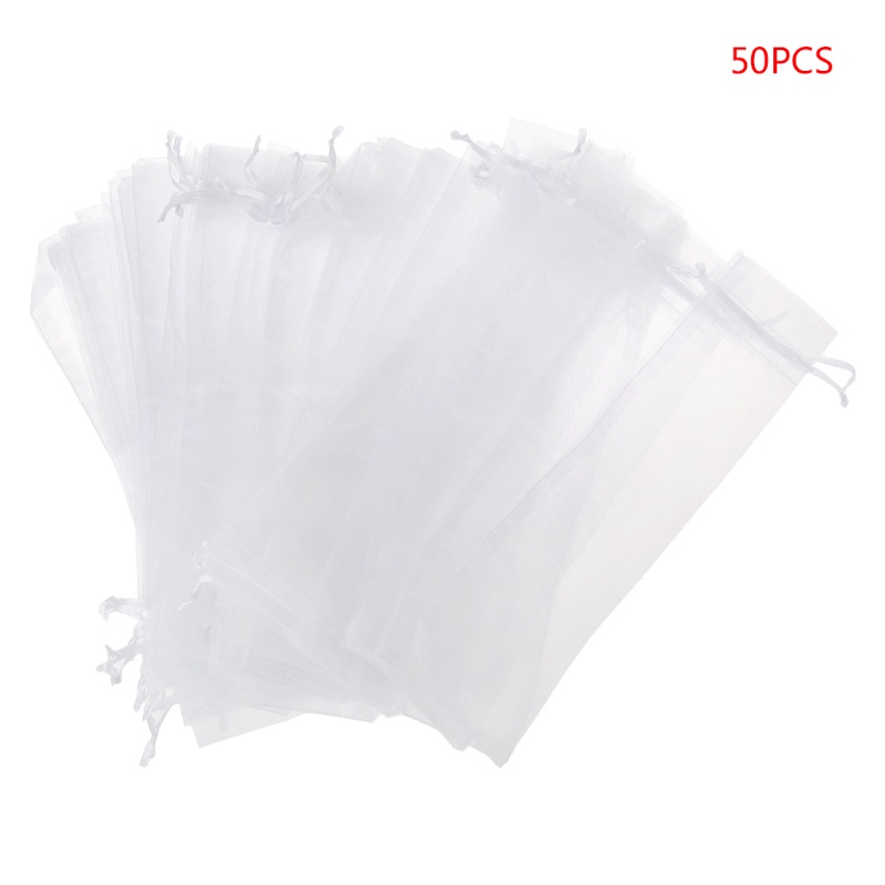 Aoto Set 50 Túi Dây Rút Màu Trắng Đựng Quạt Cầm Tay Cho Tiệc Cưới