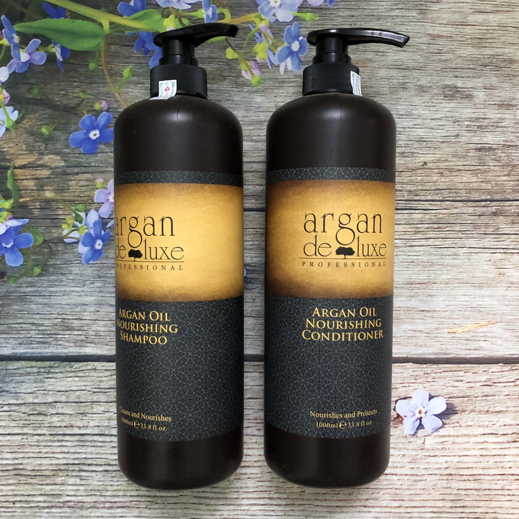 Dầu gội xả phục hồi tóc hư tổn Argan Deluxe Nourishing Oil 1000mlx2