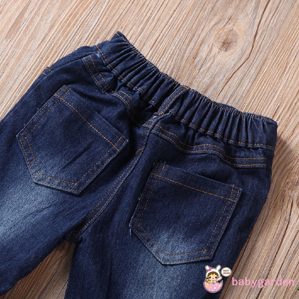 ღ♛ღBaby Girls Jeans Bell-Bottom Wide Leg Ruffle Flare Denim Pants