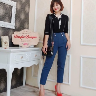 Áo sơ mi cổ tim dựng dây nơ