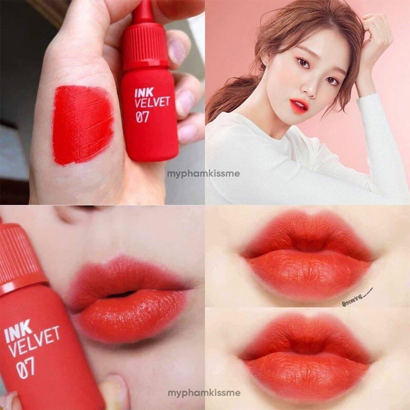 {CHÍNH HÃNG} Son Kem Lì Peripera Ink Velvet Lip Tint New 2019 màu 07- đỏ cam siêu đẹp