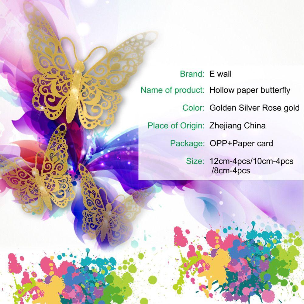 12 Sticker Dán Tường Hình Con Bướm 3D Dùng Trang Trí Nhà