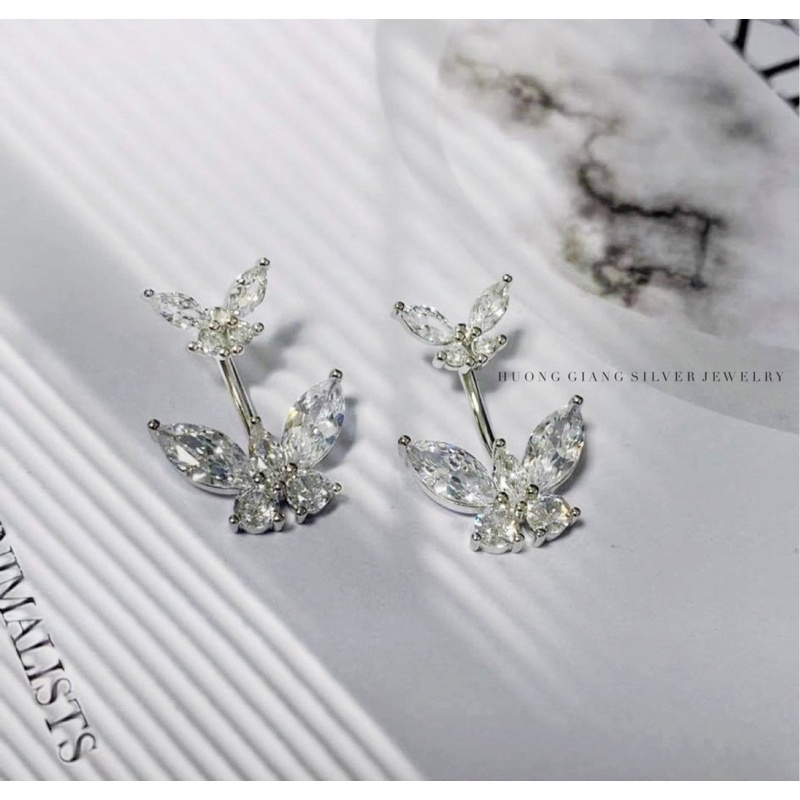 Khuyên rốn bạc s925 xi kim hình bướm - HuongGiangSilver