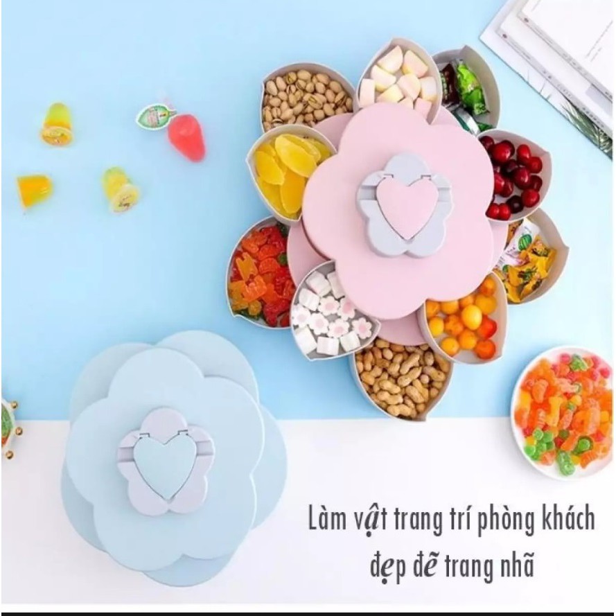 Khay Đựng Mứt Tết 2 Tầng 10 Cánh Sen Xoay Mẫu Mới 2021 Song Anh Cao Cấp, Hộp Đựng Mứt Tết Sang Trọng Tinh Tế (Bán Sỉ)