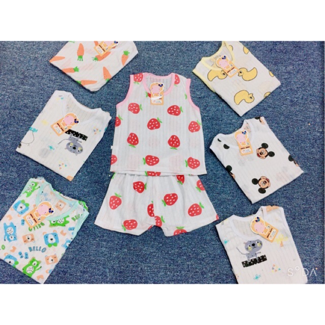 Bộ ba lỗ cotton giấy cho bé
