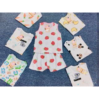 Bộ ba lỗ cotton giấy cho bé