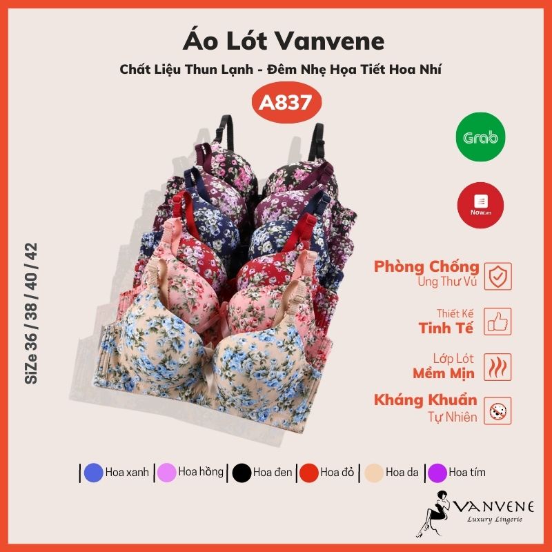 Áo Lót Vanvene Chất Liệu Thun Lạnh Đêm Nhẹ Họa Tiết Hoa Nhí Size Lớn A837