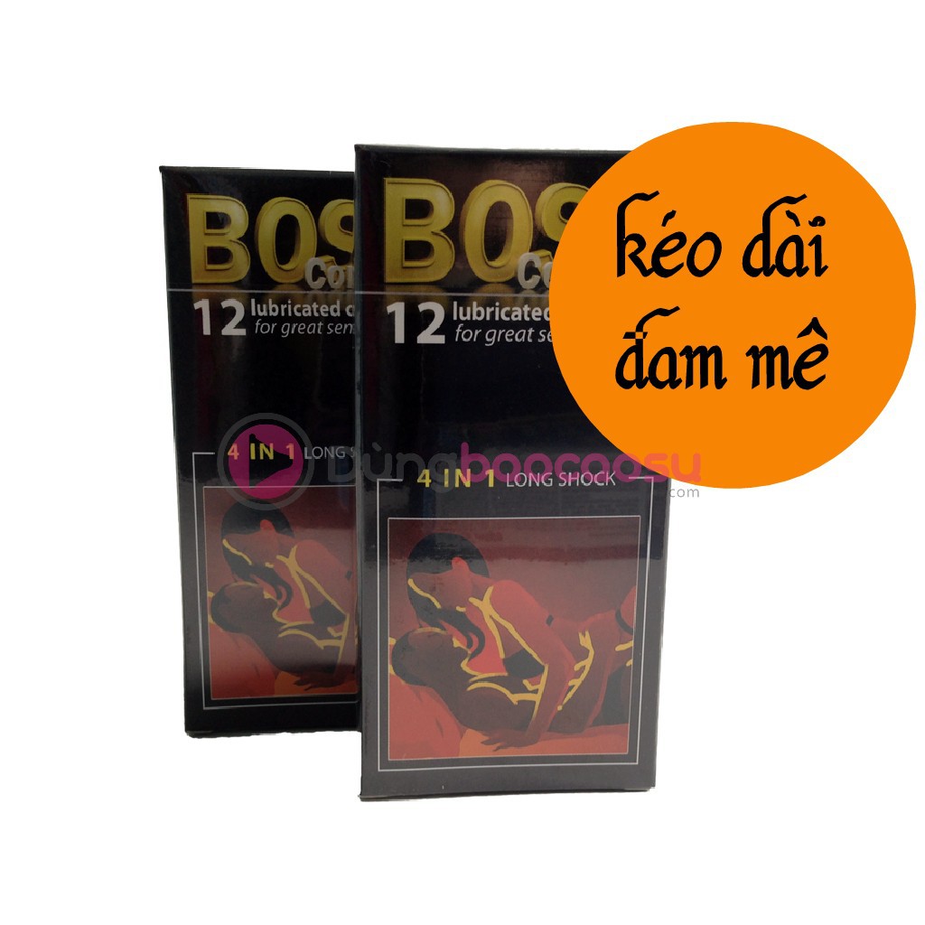 combo 2hop bao cao su boss,4 in 1,keo dai thoi gian quan he (24 cai)