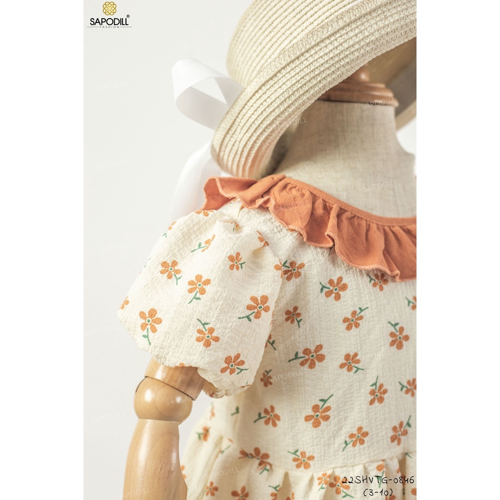 Đầm hoa nhí công chúa tiểu thư phối lưng đan lưới bé gái size 10-35kg