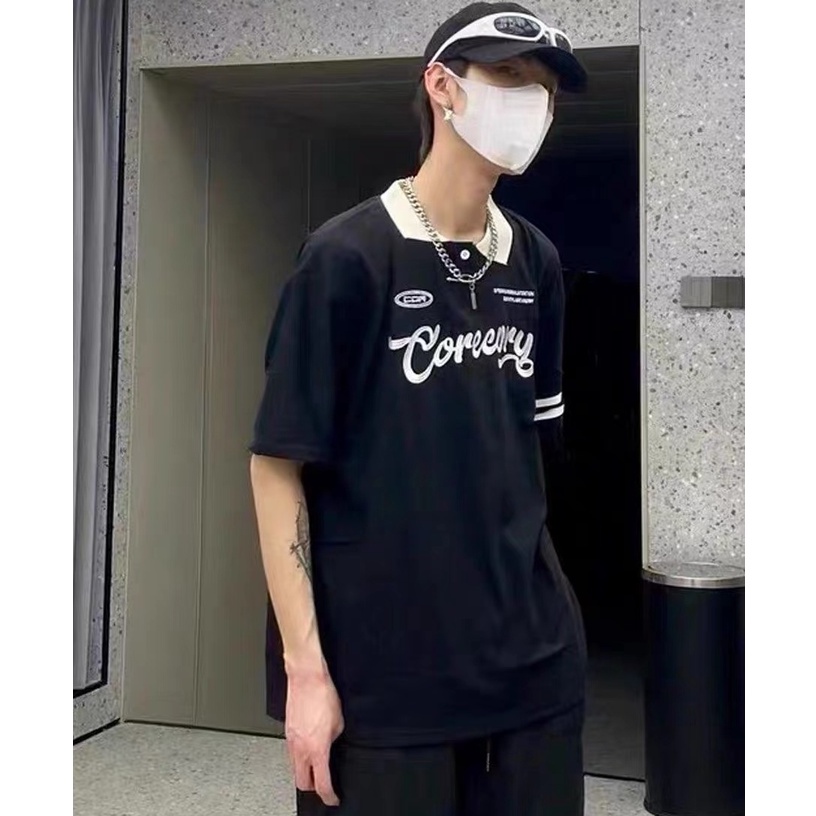 Áo Thun Polo Nam Tay Ngắn Dáng Rộng Thêu Chữ Phong Cách Hàn Quốc Thời Trang Cho Fashion Bigsize Unisex Áo Phông Simple Áo Polo Nam
