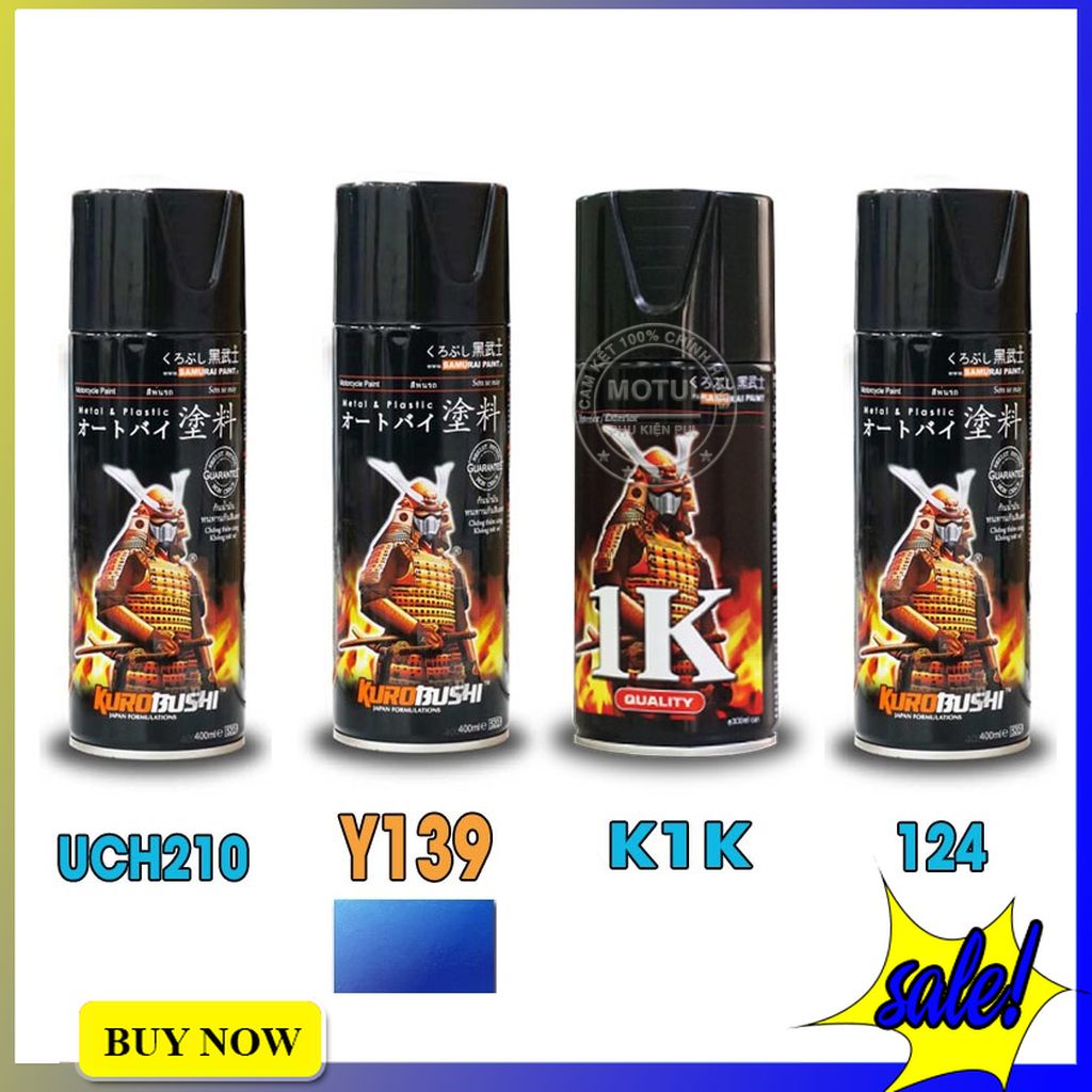 Combo 4 sơn Samurai màu xanh dương candy (gồm Y139 - UCH210 - 3/124 - K1K - Giấy nhám P800)