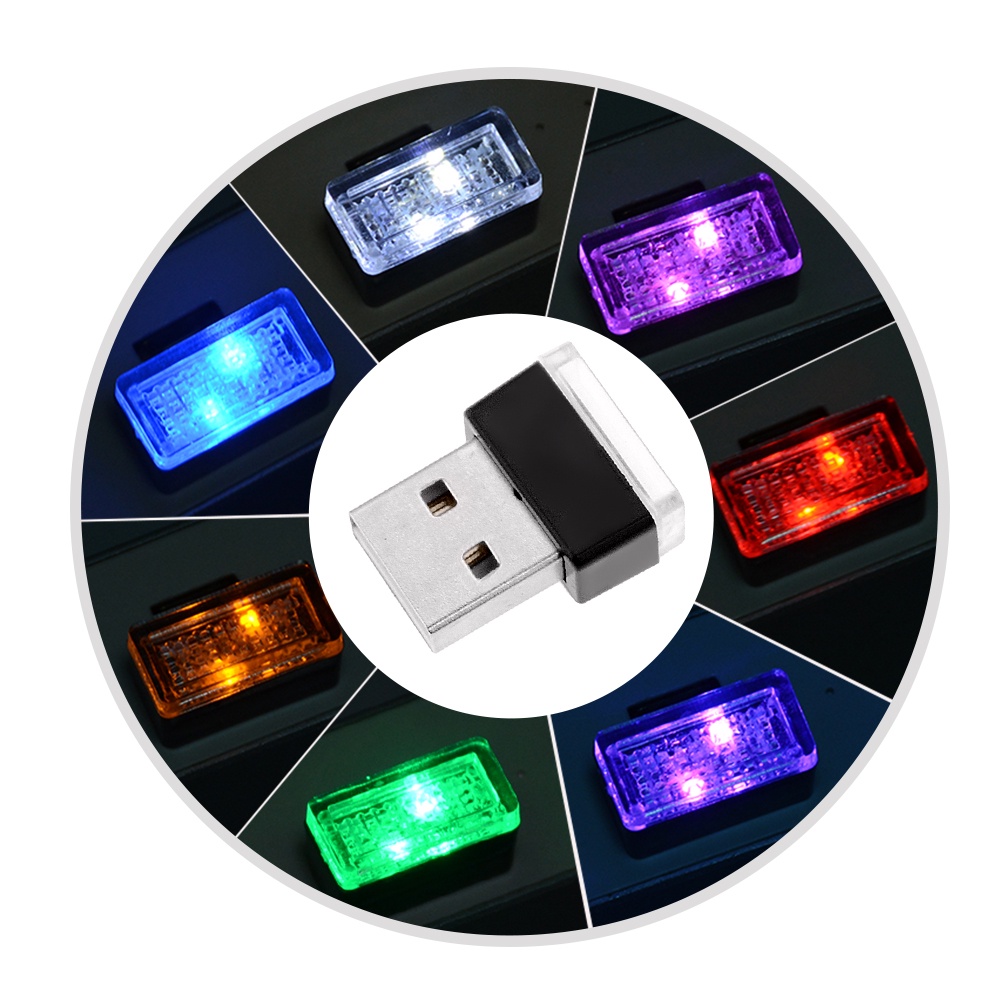 Đèn LED USB Mini Trang Trí Nội Thất Xe Hơi Màu Neon 7 Kiểu Chất Lượng Cao