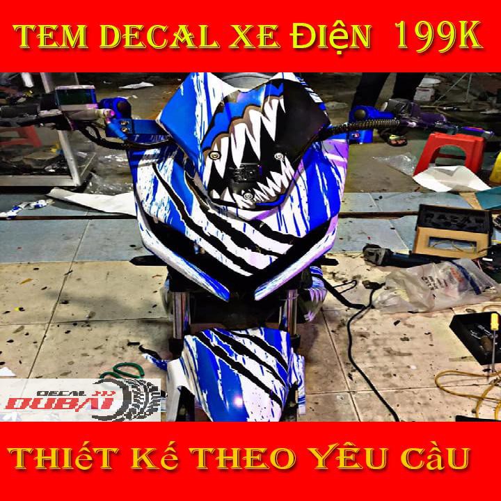 Decal Dán Xe Điện Xmen Cá Mập Cào