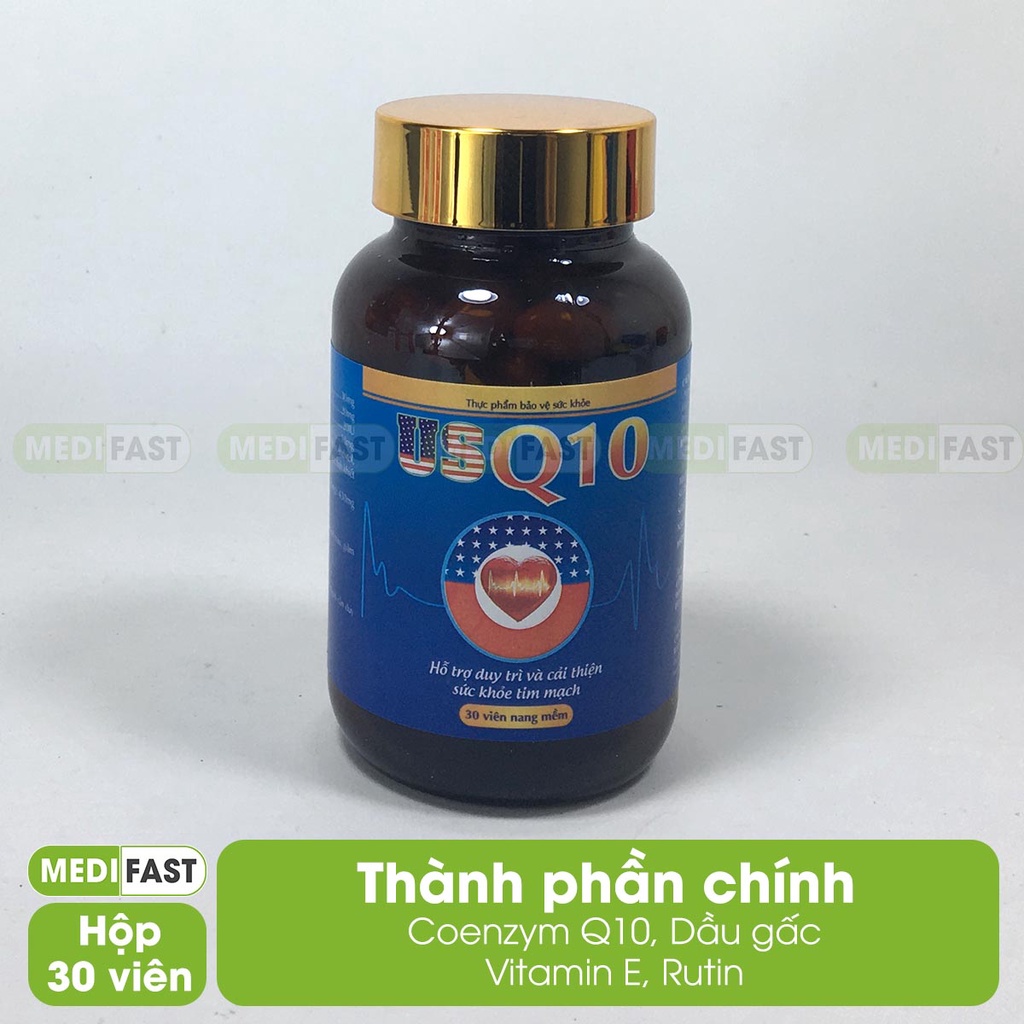 Hỗ trợ tim mạch US Q10 - Hộp 30 viên Tốt tim mạch, chống lão hóa từ thảo dược