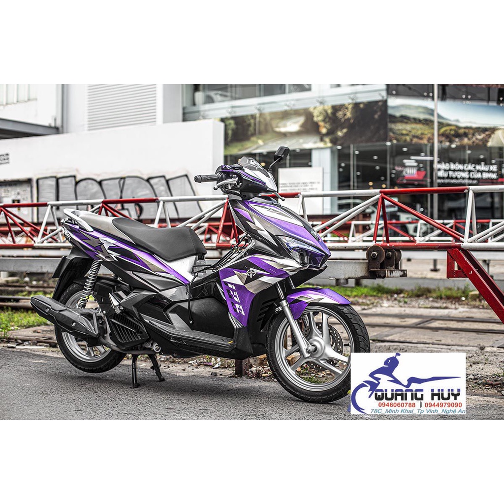 Tem Trùm Airblade Tím Đen Gương Vỡ,Team Decal AB 2016-2019 Mirror