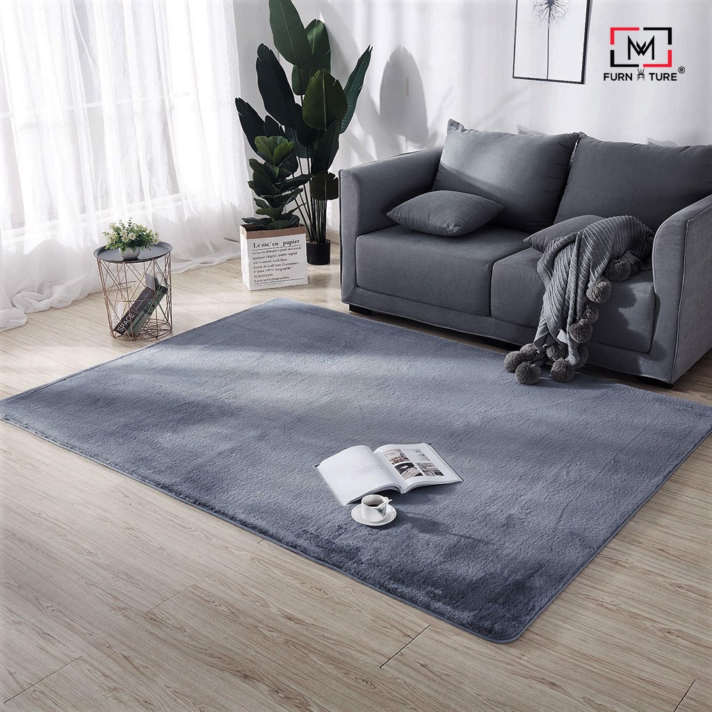 Thảm trang trí lông thỏ sợi lông sát mềm mại đế canvas thương hiệu MW FURNITURE