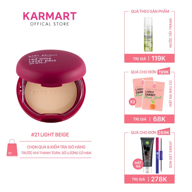 Phấn Phủ Rượu Vang Đỏ Baby Bright Red Wine Cover Pact SPF 30 PA++ 6.5g