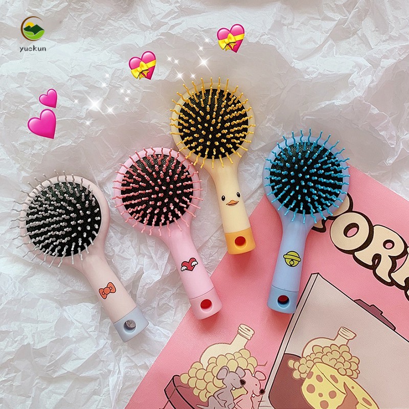 (Hàng Mới Về) Lược Chải Tóc Mát Xa Chống Tĩnh Điện Có Gương Tiện Dụng Cho Nữ