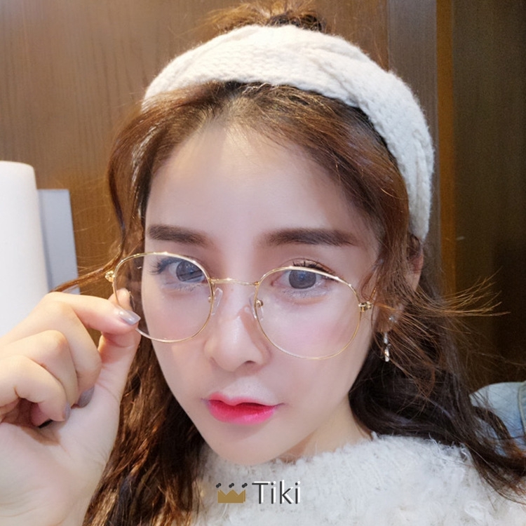 Mắt kính gọng tròn lớn chống ánh sáng xanh trong suốt thời trang hàn quốc cho