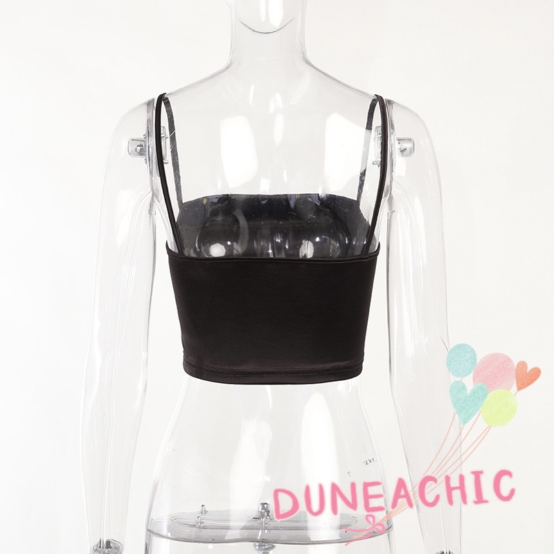 DUNEA Áo Tank Top Trễ Vai Màu Trơn Thời Trang Cho Nữ