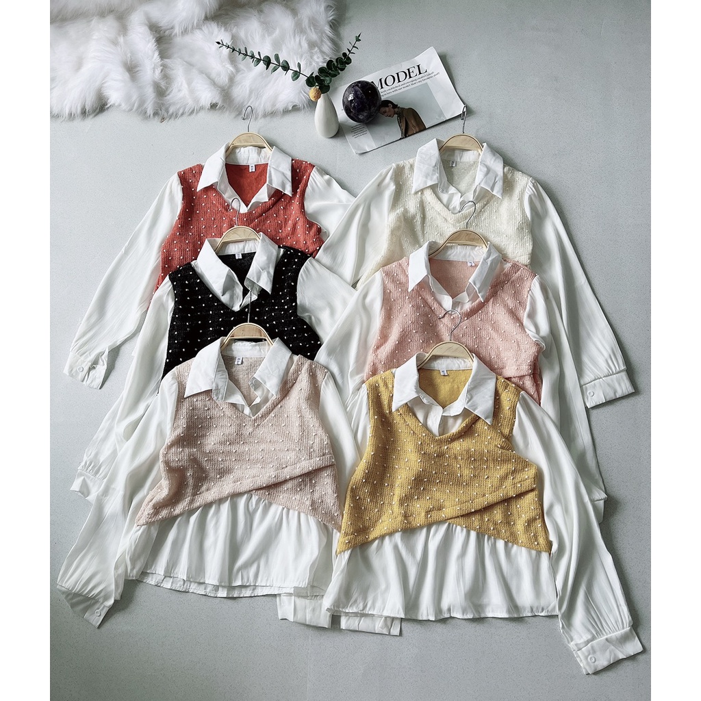 Áo Len Dệt Kim Thổ Cẩm Tay Ngắn Cổ Vuông Màu Be Nữ Tính Đi Chơi | Smide Clothing