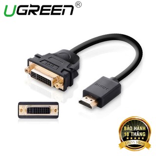 Cáp chuyển đổi HDMI đầu đực sang DVI đầu cái dài 20CM UGREEN 20136 (màu đen) - Hàng Chính Hãng
