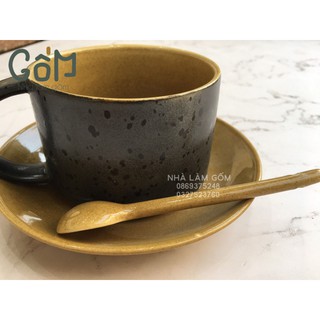 Cốc capuchino sứ phủ men đen (lẻ/set)