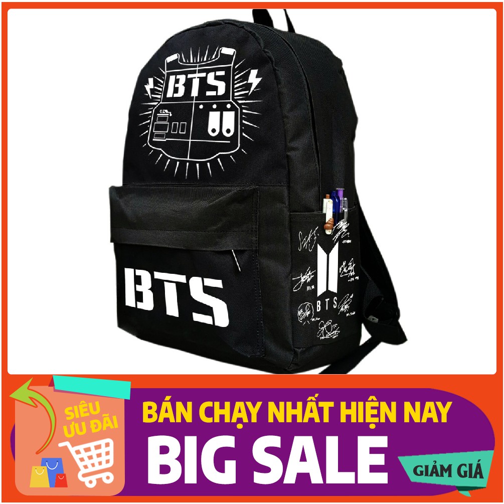 FREESHIP 50K_[HCM] Balo Unisex in hình BTS size 43cm vải bố chống thấm