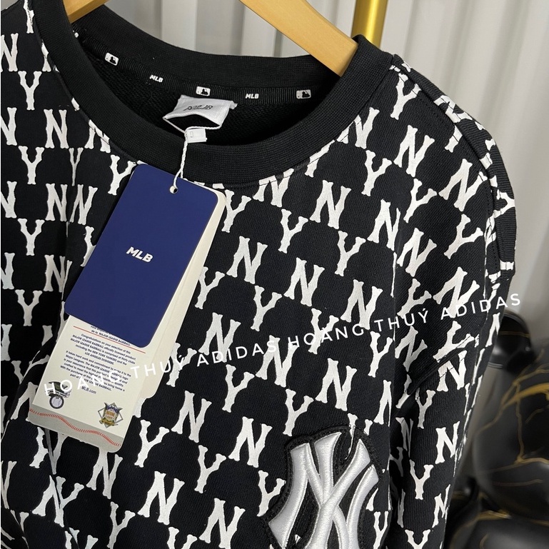 Áo Nỉ Sweatshirt MLB Tay Dài Monogram Overfit unisex Nam nữ-100% Xuất dư
