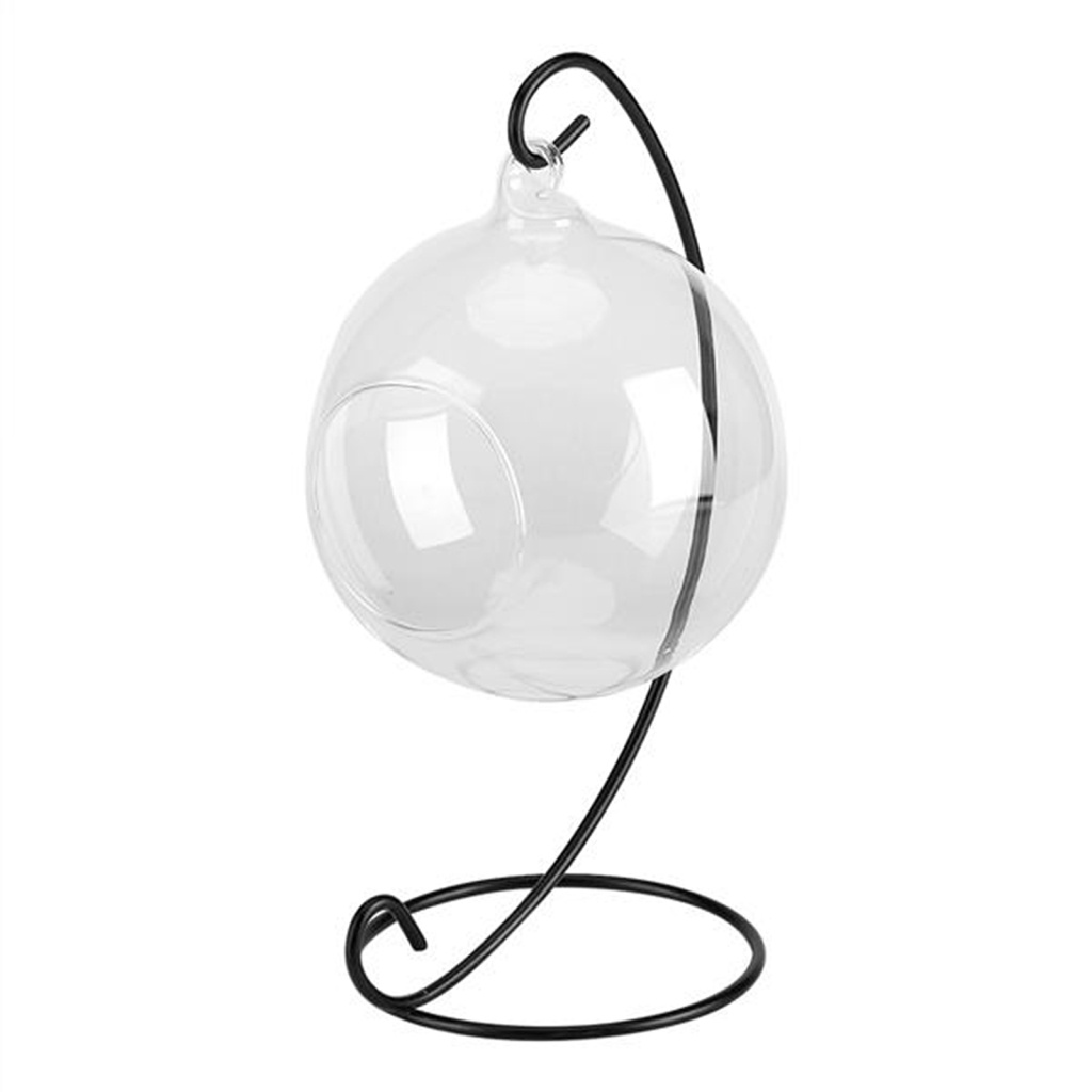 Bình Hoa Thủy Tinh Trong Suốt Cỡ Lớn 9 Inch Có Giá Đỡ Kim Loại Dùng Trang Trí Bể Cá / Văn Phòng