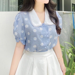 MS91 ÁO SƠ MI CÔNG SỞ NỮ CỔ SEN HOA CÚC